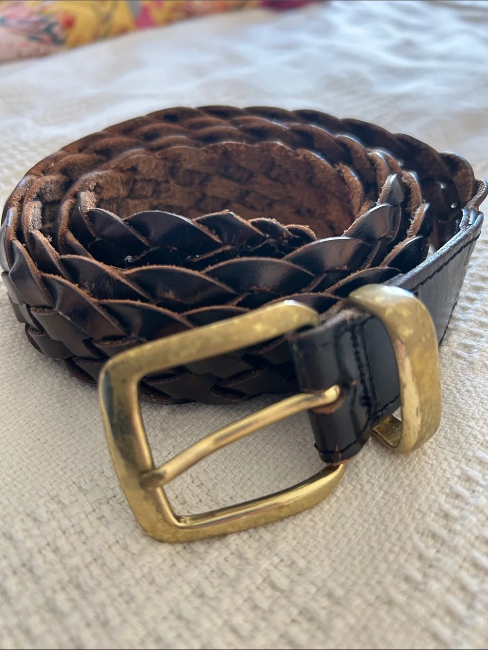 brown braided leather belt was handcrafted in Argentina,size 